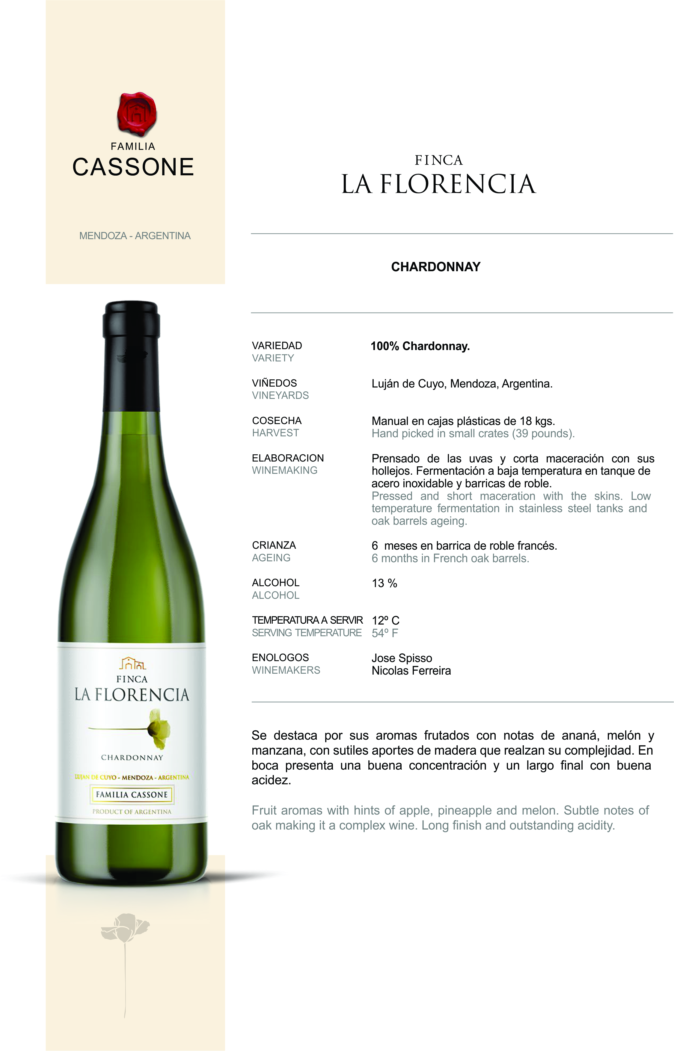 FINCA LA FLORENCIA CHARDONNAY